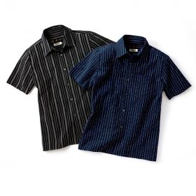 ＜一期一衣＞亀田縞　藍縞縮と両瀧墨流　紳士用シャツ（同サイズ２色組）