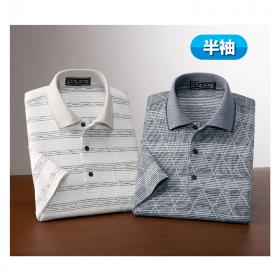 S～3L半袖/ジャカードニットシャツ