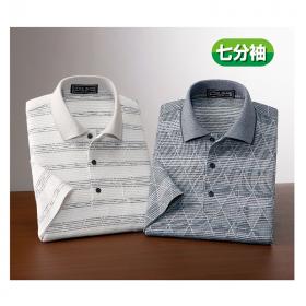 4L七分袖/ジャカードニットシャツ