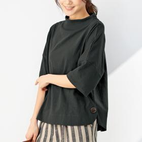 サイドボタンボトルネックプルオーバー