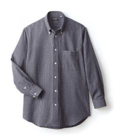 ＜逸品倶楽部＞綿フラノ千鳥格子柄ボタンダウンシャツ