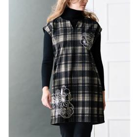 〈ピーナッツ〉スヌーピーチェック柄キーネックチュニック