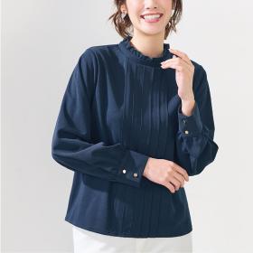 前ピンタックカットソーブラウス