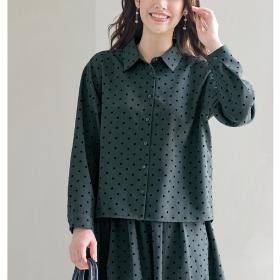 フロッキードットシャツブラウス