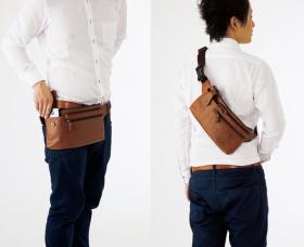 牛革２ＷＡＹ薄型ウエストポーチ