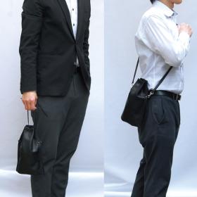 柔らかな牛革の２ＷＡＹ巾着ショルダーバッグ