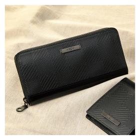 〈FRUH〉西陣織カーボン&コードバンラウンド長財布