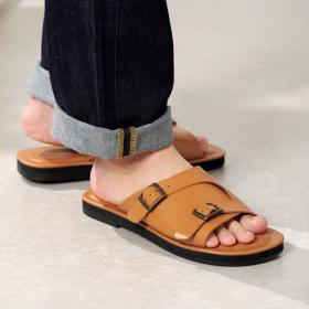 ＜ＧＬＥＮＣＨＥＣＫ＞姫路レザー　モンクストラップサンダル