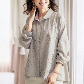 発泡プリントブラウス