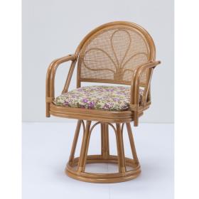 〈東京ラタン〉天然籐肘付回転チェア　ハイタイプ