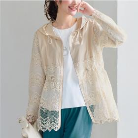 レース切替えフーディジャケット