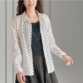 フロッキードット柄シアーシャツ