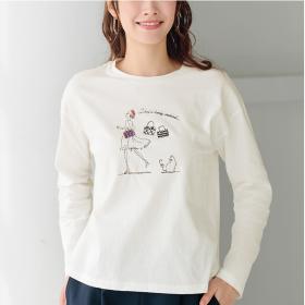 胸元刺しゅう長袖Ｔシャツ