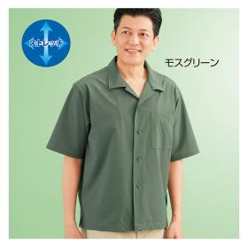 〈baffone〉Wクロスストレッチ開襟シャツ