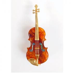 バイオリンモチーフ琥珀ブローチ